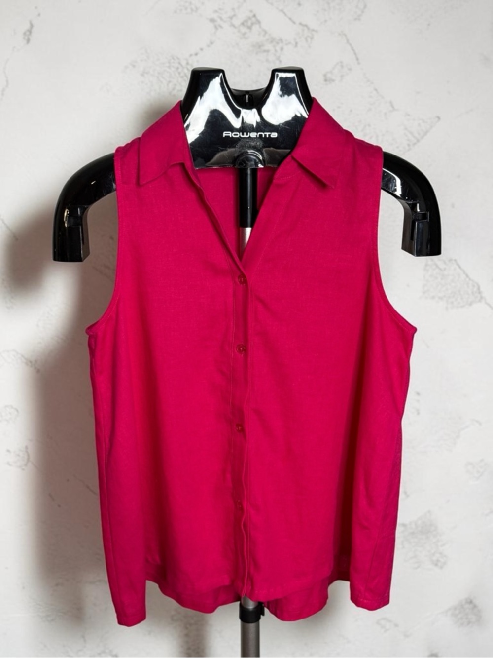 Ophelia Roe Linen Blend Sleeveless Button Front Blouse Top Pink Size S